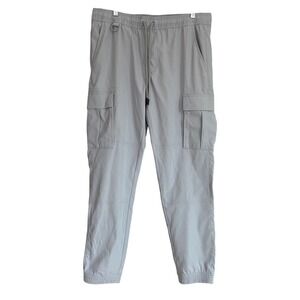 Tahari Mens Light Gray Cargo Jogger Pants Elastic Waist Drawstring Size Large